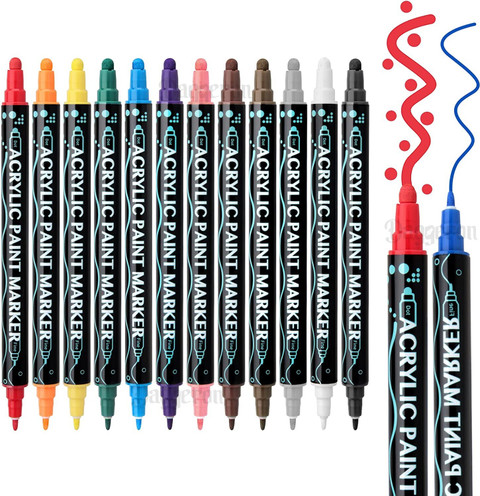 Daggeron Acrylic Paint Markers, Dual Tip Acrylic Paint Pens, Paint Markers  Fine Dot Tip