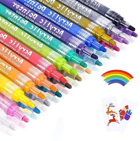 Bluedeal Acrylic Paint Marker Premium Waterproof Permanent Art Marker 24  Pen Set