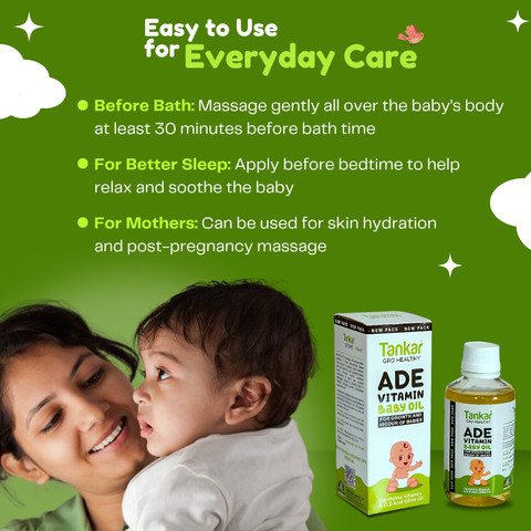 Tankar Gro Healthy AD Vitamin Baby Oil, 170ML Buy Baby Care