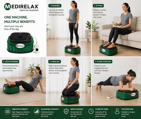 Medirelax MR-93 Vibration Massager Machine for Full Body Workout at Home  for Weight Loss, Fat Burn, Blood Circulation, and Pain Relief Massager