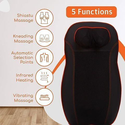 ARG HEALTHCARE Corded Electric Portable Car Seat Neck and Back Cushion  Massager Rolling Vibration Heating 2D Back Kneading Massager for Pain  Relief