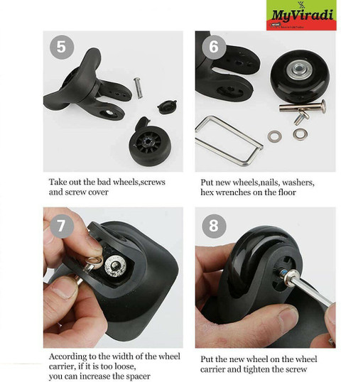 MyViradi Luggage Wheel for Replacement Repair Bag Suitcase Wheels (4  CM+Screw) Multiple Unit Measuring Wheel - Main Image