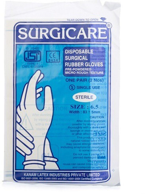 Surgical Gloves Disposable Gloves Medium Size 20 Gram Powdered And