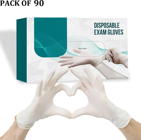 DM SPECIALLY FOR SPECIALIST White Latex Examination/Surgical Gloves/  DISPOSABLE (90 Pcs box) Latex Examination Gloves
