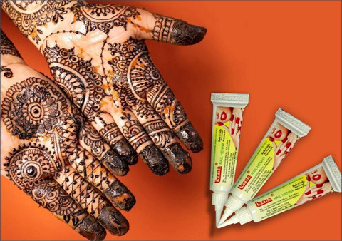 Veena Instant Dark Red Henna Mehendi Tattoo Paste Tubes Synthetic