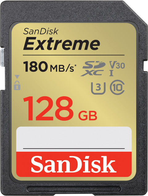 SanDisk SDSDXVA-128G-GNCIN Extreme 128 GB SDHC Class 10 180 MB/s Memory  Card Compatible with Camera