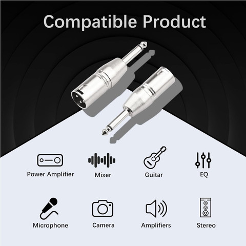CLATE Male XLR to TS MONO Audio Connector XLR Pin Male to  p38 Male TS Adapter Plug to XLR Female