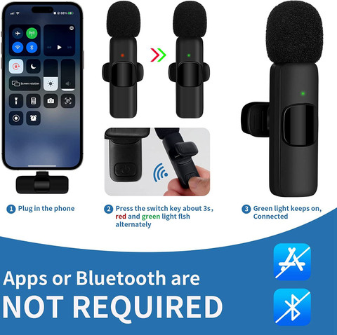 AMH K8 Wireless Collar Mic iPhone/ipad lavalier Microphone for Youtubers  Wireless Bluetooth Microphone