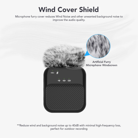 vook Wireless Mic with ANC+ENC Noise Cancellation for Video