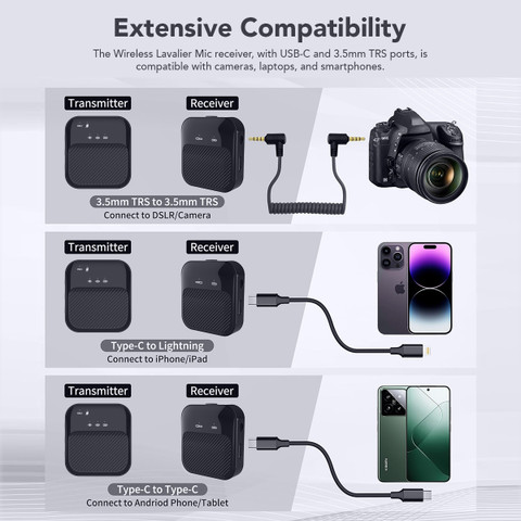 vook Wireless Mic with ANC+ENC Noise Cancellation for Video