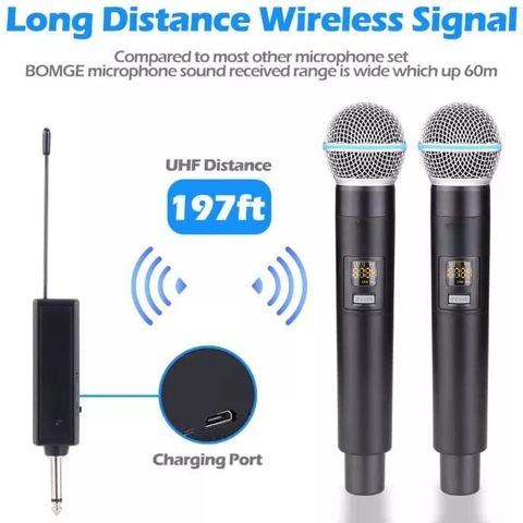 Adiohub UHF Wireless Dual Handheld Mic System – Dual Mics with UHF ...