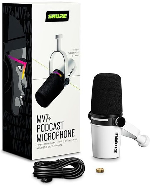 Shure MV7+Podcast Microphone Enhanced Audio,LED Touch Panel,USB