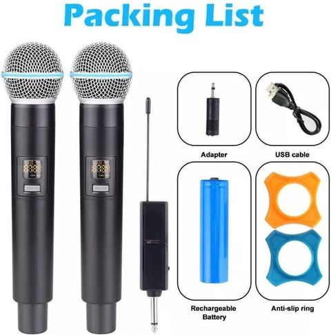 Adiohub UHF Wireless Dual Handheld Mic System – Dual Mics with UHF ...