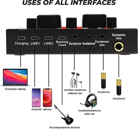 WRADER BM800 Condenser Mic with Sound Card Studio Microphone Set