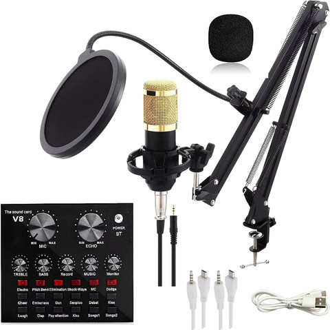 WRADER BM800 Condenser Mic with Sound Card Studio Microphone Set