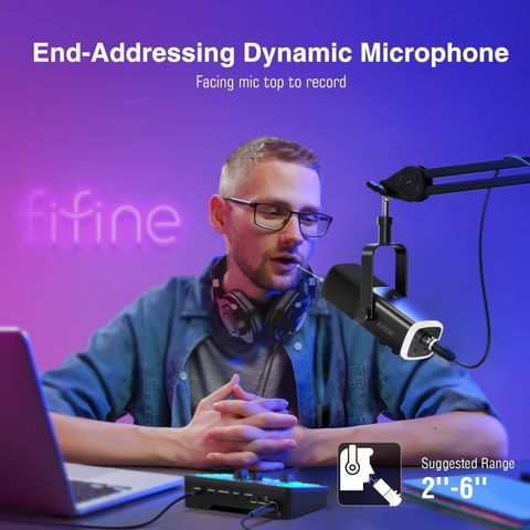 Fifine AM8 Dynamic Microphone for Podcast Recording/PC Computer Gaming ...