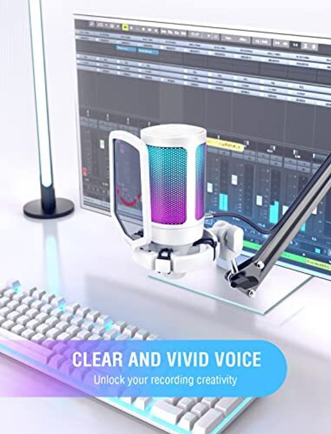 Fifine Game A6VWH USB, PC Gaming Tripod stand White Microphone