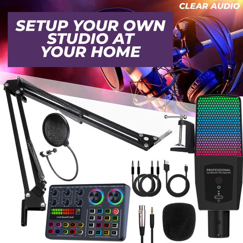 MOOZMOB Professional Condenser Studio Mic with Sound Card