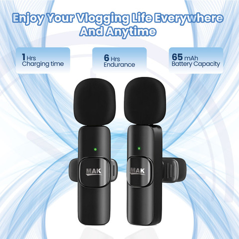 MAK Dual Wireless for YouTube, Vlogging, Recording for Android iPhone  Microphone