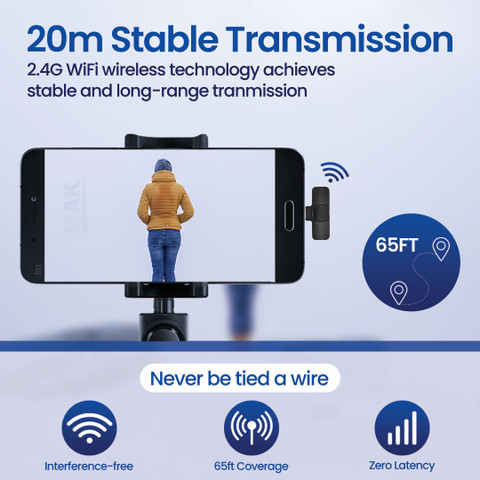 MAK Dual Wireless for YouTube, Vlogging, Recording for Android iPhone  Microphone