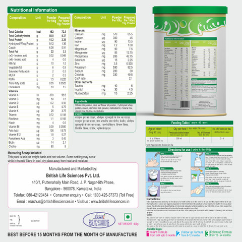 BRITISH LIFE SCIENCES PVT LTD MMS Formula for Babies 12