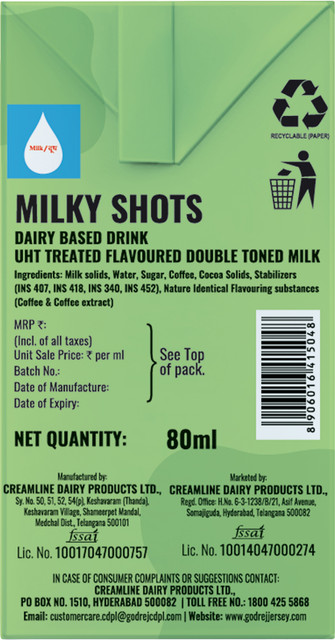 Godrej Jersey Milky Shots Coffee Flavoured Milk 80ml TP Price in