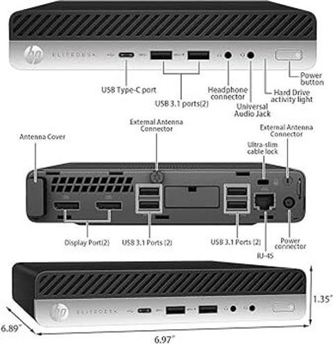 HP EliteDesk (Re-Newed) Tiny PC with Core i5 8th Gen, 6-Core, 8GB