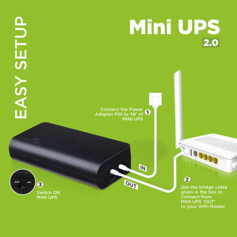 Multybyte Mini DC UPS for 12V WiFi Router|Broadband Modem|Setup