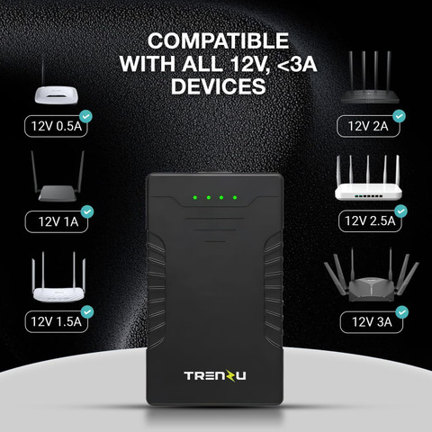 Trenzu 7800mAh Mini WiFi UPS Router | Up to 8 Hours Backup for