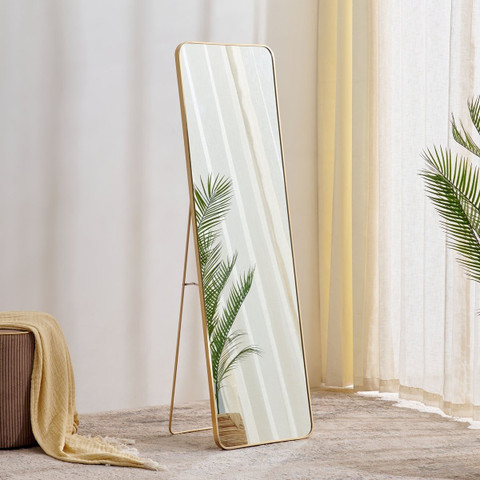 HDGLASS Standing mirror golden 18*60 Inch aluminium frame with