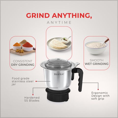 Sujata Dynamix Black 900W Mixer Grinder, 3 Jars - Image 7