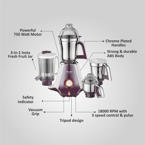 Preethi Taurus 750 W Mixer Grinder Price in India Buy Preethi