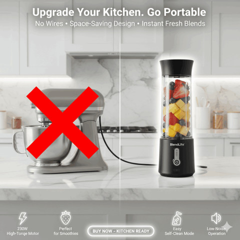 BlendLife Portable Blender For Juices, Shakes,230watt 4000mah Battery,  500ml Inbuilt Jar 240 W Juicer Mixer Grinder