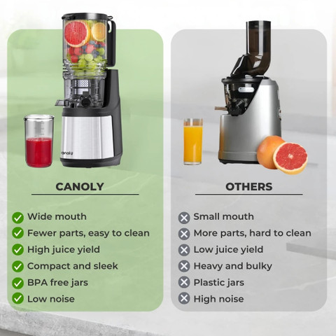 Canoly Cold Press Slow Juicer, Slow Masticating Juicer Machine