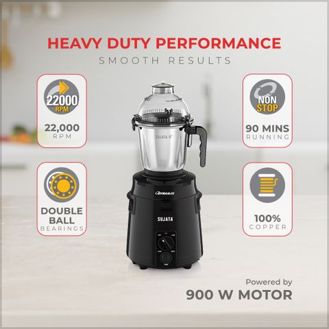 Sujata Dynamix Black 900W Mixer Grinder, 3 Jars - Image 5