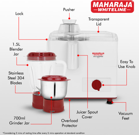 450 Watt Maharaja Whiteline Juicer Mixer MAHARAJA WHITELINE JX1