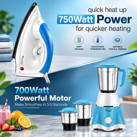 Skystar Supreme Elegant Mixer Grinder & Spectra 1000W Dry Iron Combo - Image 8