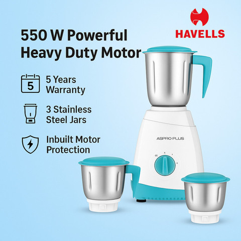 HAVELLS PLUS 500 W Mixer Grinder Price in India Buy HAVELLS PLUS
