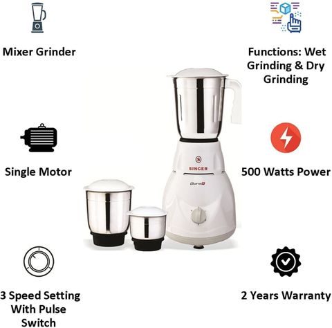 SINGER Duro Plus 500 W Mixer Grinder