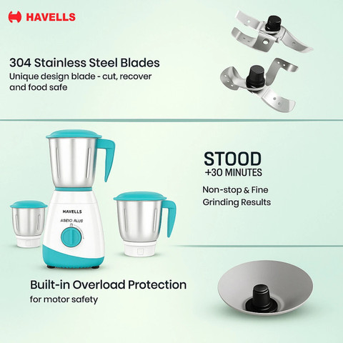 HAVELLS Aspro 500W Mixer Grinder Jar (White Light Blue) Price