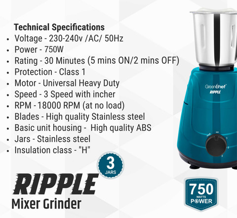 Greenchef Riple Mixer Grinder 750 W Mixer Grinder Price in India
