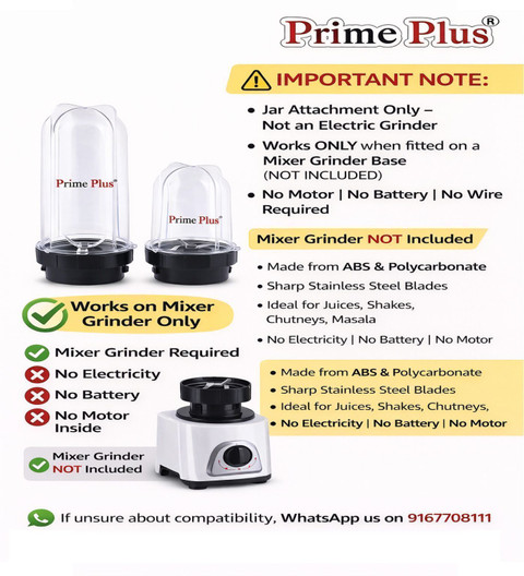 PRIME PLUS Universal Bullet Jar Set Black Mixer Juicer Jar Price in ...