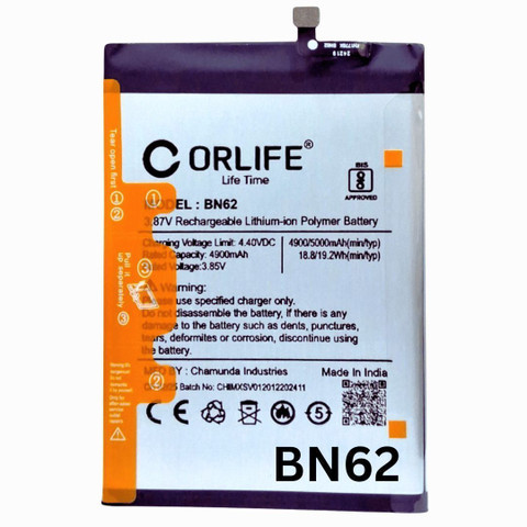 orlife Mobile Battery For Redmi Note 4G Power 9T M3 BN62  Year Replacement Warranty