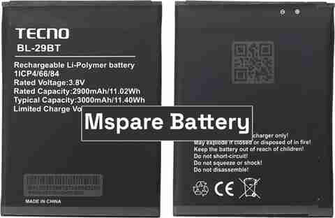 Mspare Mobile Battery For Tecno Spark Go Spark Air Model BL-29BT  {3000mAH}