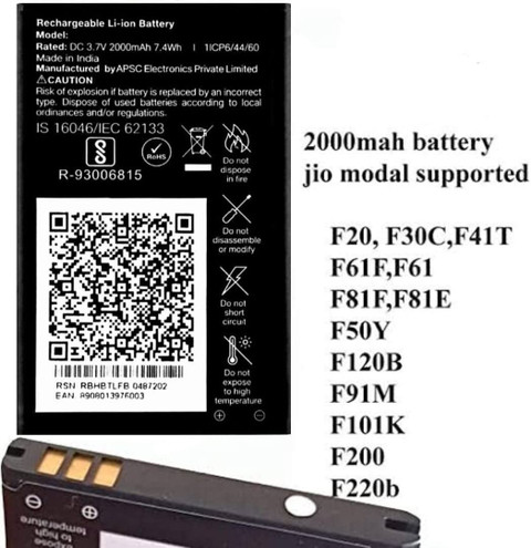 F220b 2000mah Jio Phone Battery Price F220b Flipkart Jio Phone Battery Price F220b Lyf Jiophone Amazon Jio Phone  Battery 2000mah Battery For Lyf