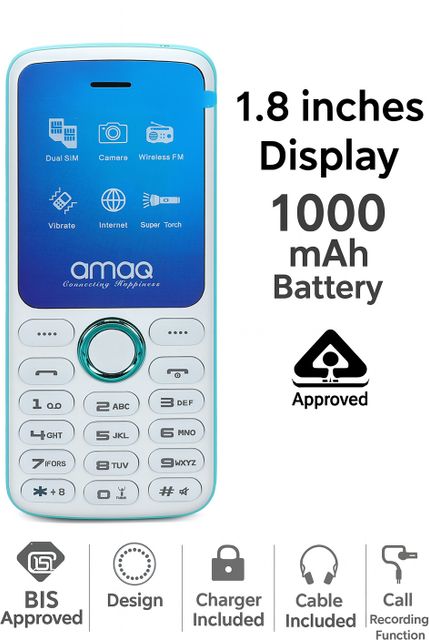 amaq Q1 Dual Sim, LED torch,Earphone included,Wireless FM,Super Slim ...