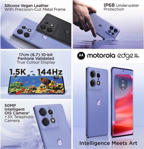 Motorola Edge 50 Pro 5G with 68W Charger (Luxe Lavender, 256 GB
