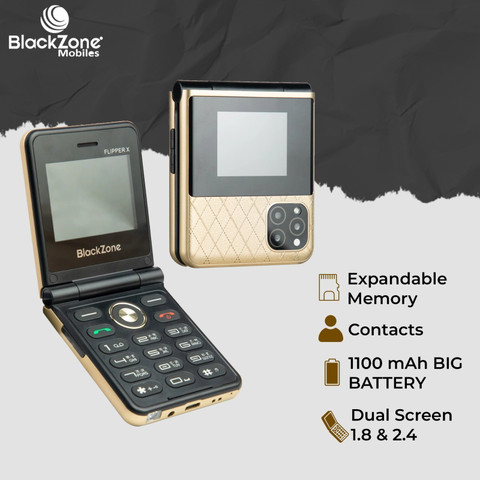 BlackZone FLIPPER X Dual Screen 2.4 & 1.8 Inch Dual Micro SIM (64