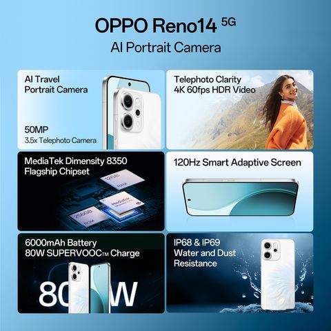 OPPO Reno14 5G (256 GB Storage, 8 GB RAM) Online at Best Price On