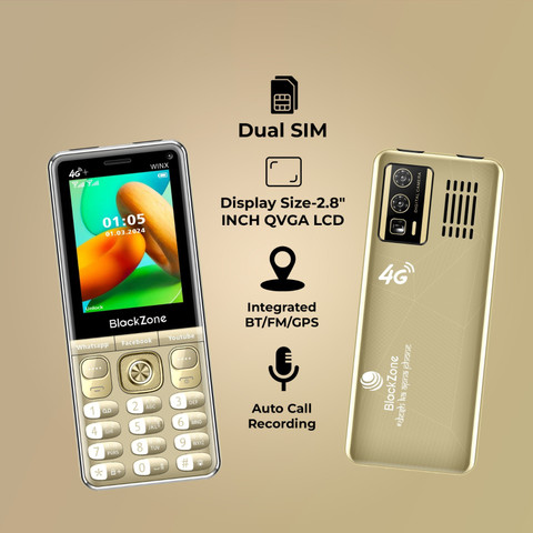 Inch Button Phone With Front Camera BlackZone WINX 4G+ Volte With